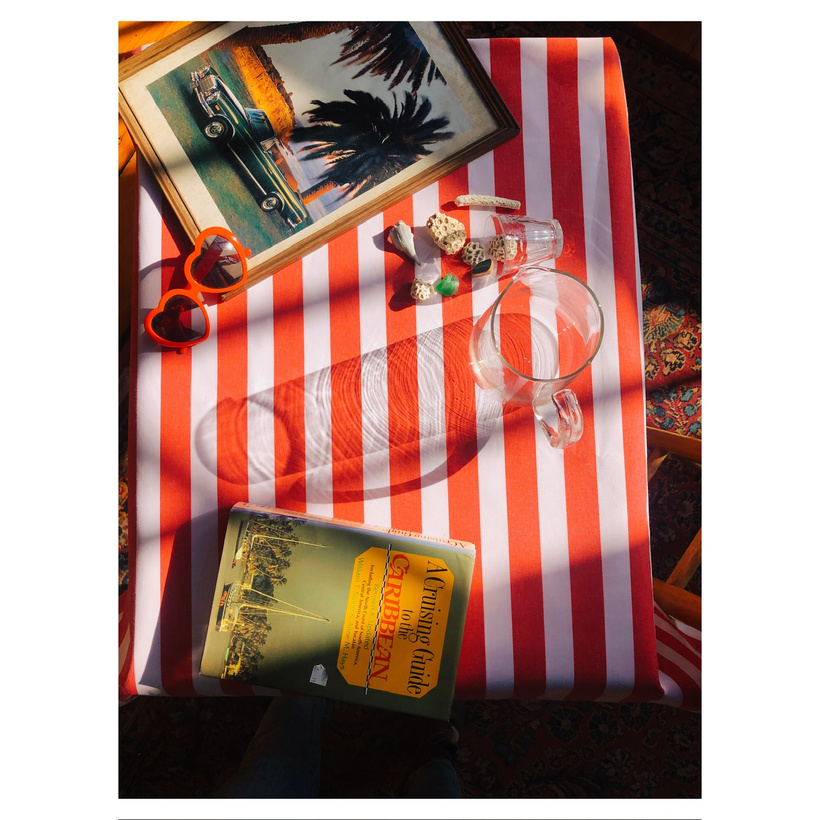 a red and white striped table cloth